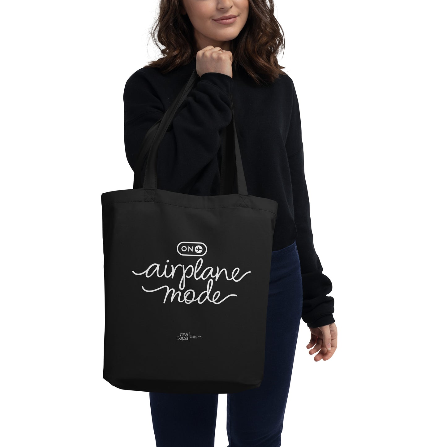 Airplane Mode Black Eco Tote Bag