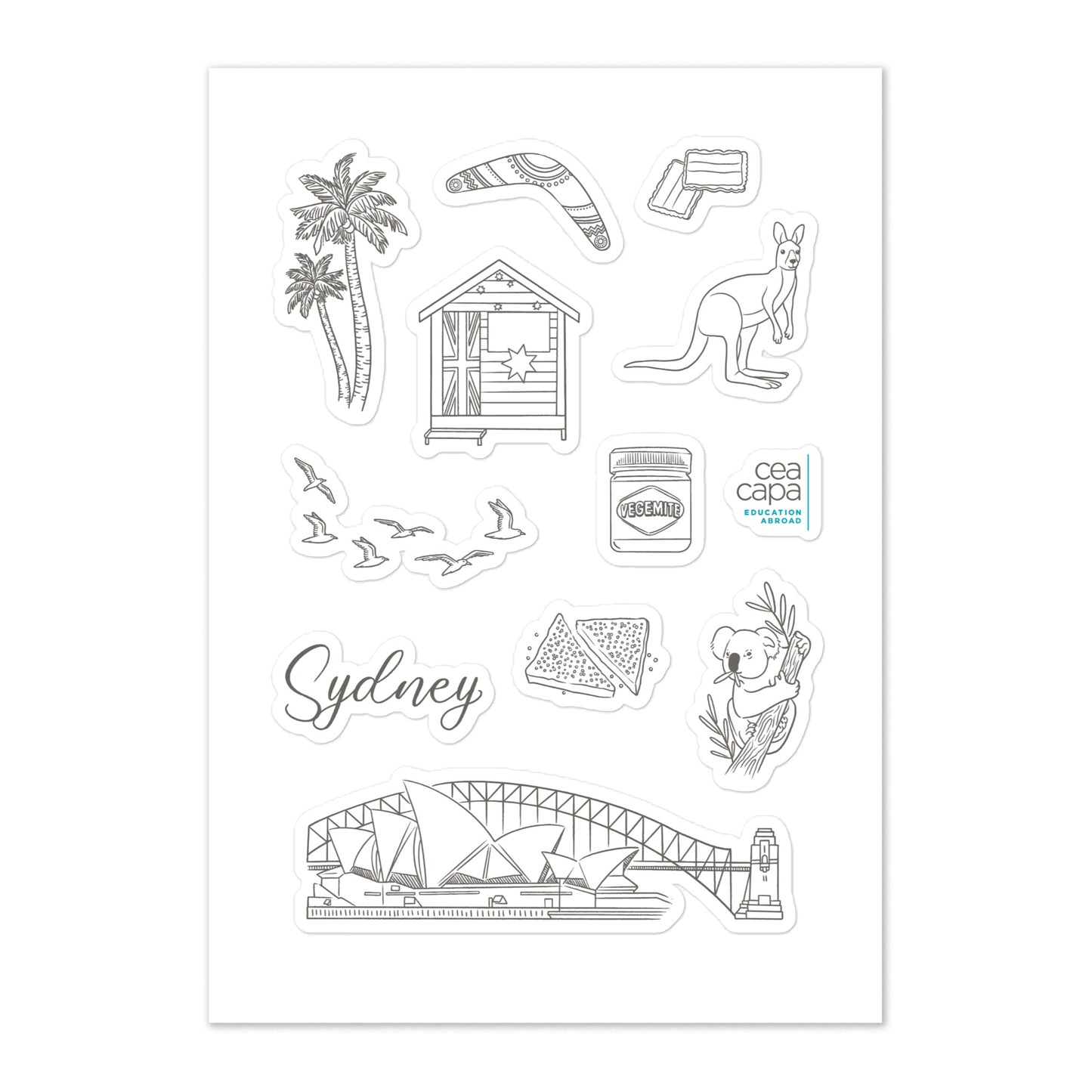 Sydney Icons Sticker Sheet