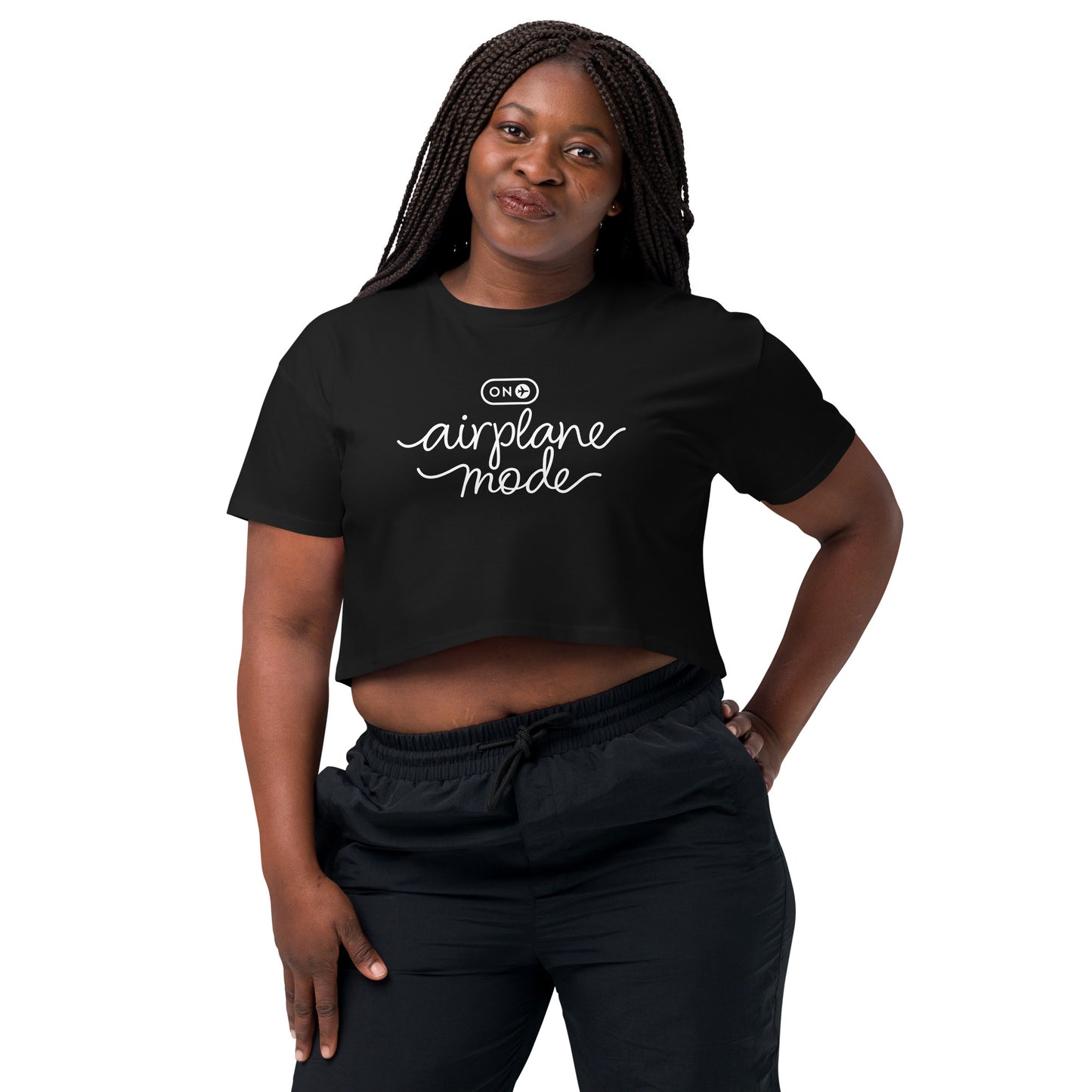 Airplane Mode Black Crop Top