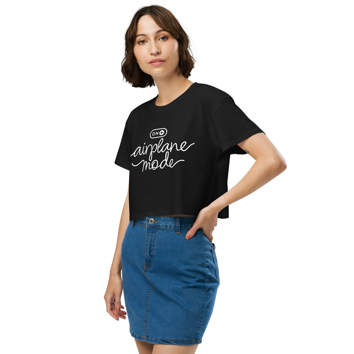 Airplane Mode Black Crop Top