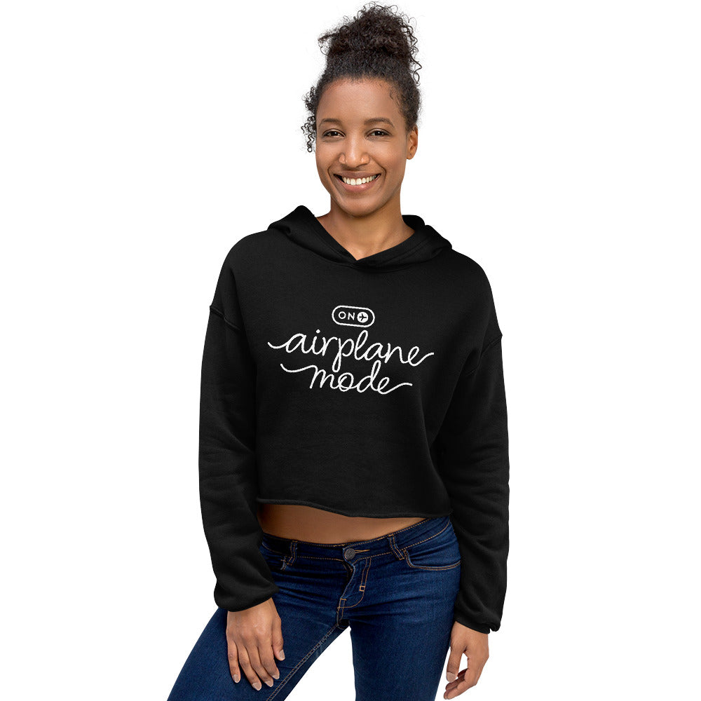 Airplane Mode Black Cropped Hoodie