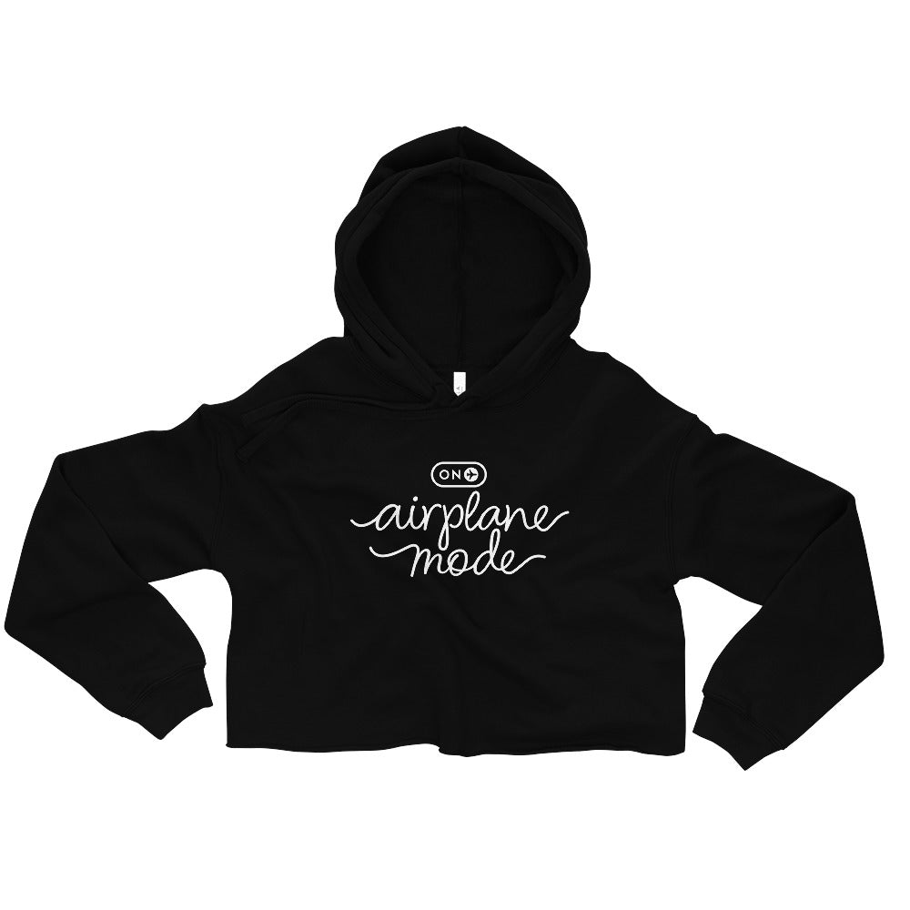 Airplane Mode Black Cropped Hoodie